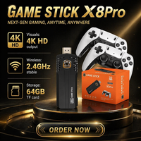 Console de jeu rétro X8 Pro 4K Game Stick avec manettes filaires et sans fil pour appareil de jeu avec plus de 35 000 jeux