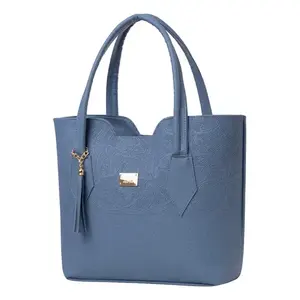 Bolso Tote Azul de PU para Mujer, Marca Fana, con Cierre, Hecho a Mano, con Forro de Poliéster, para Todas las Temporadas - Product Image 1