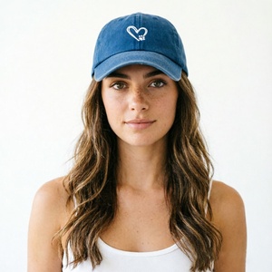 Custom Embroidered Heart Paw Vintage Washed Cotton Dad <b>Hat</b> Unisex Adjustable Casual Sports Baseball <b>Cap</b> for Pet Lovers - Product Image 2