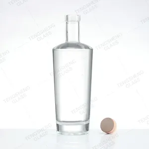 Customized 200 ml 500 ml 700 ml 750 ml 1000 ml luxury wine vodka tequila gin fancy Baijiu glass bottle with sealed cork cap