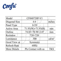Écran tactile capacitif carré de 4 pouces IPS 720*720 1*1 TP avec affichage MIPI CONFU pour Raspberry Pi, simulateur de vol, compteur