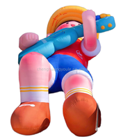 Modèle de personnage de dessin animé gonflable multicolore personnalisé, grand modèle décoratif, accessoire avec ventilateur intégré pour les escaliers des centres commerciaux, les places publiques en plein air
