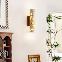 Applique murale en pierre de terrazzo Wabi Sabi, travertin naturel, minimaliste, lampe murale cylindrique LED pour restaurant, hôtel, couloir