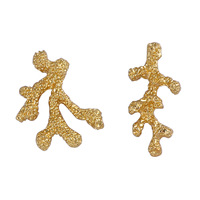 Boucles d'oreilles asymétriques créatives haut de gamme en alliage de zinc avec fleurs et coraux, style minimaliste océanique, pour femmes, collection ZA transfrontalière, luxe léger