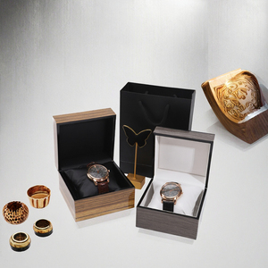 Caja de Reloj de Madera de Lujo con Interior de Cuero Suave, Estuche de Regalo para un Solo Reloj de Pulsera con Bolso Negro para Regalo Corporativo, Impresión Personalizada - Product Image 3