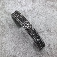 Gelang Perhiasan Bentuk C Terbuka Geometris Warna Baja Perak Tibet Simbol Viking Unisex 06709 untuk Hadiah dan Paduan Pakaian