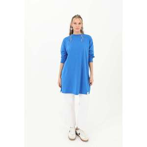 Blusa tipo túnica básica para mujer Soul, blusa cómoda y elegante de manga larga en azul saxofón, modelo 30726TUN para uso diario - Product Image 4