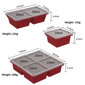 Moule en silicone pour soupe congelée, compartiment à glace en fer, stockage domestique d'aliments complémentaires, congélation rapide, démoulage facile, conservation - Product Image 4