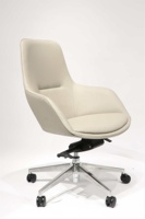 Chaise de bureau pivotante confortable en cuir PU à dossier moyen, vente en gros