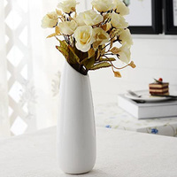 Instahot — Vase en céramique blanc de 9.8 ", Vase à ouverture en forme Oblique, créatif et élégant, pour décoration de bureau ou maison