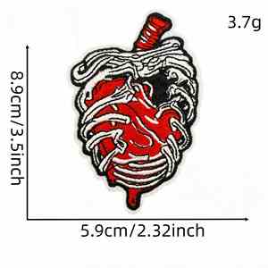 Patchs Cœur Thermocollants en Feutre Non Tissé Brodé Écologique, Style Gothique Bohème Anatomique Fantaisie, pour Chapeaux - Product Image 3