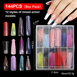 144Pcs Đầy Màu Sắc Popit Móng Tay Hình Dạng Đa-Kích Thước Kết Hợp Cho Nhanh Chóng Gel & Acrylic Phần Mở Rộng, Liền Mạch Đầy Đủ Bìa Mẹo Nhựa Móng Tay Hình Dạng - Product Image 2