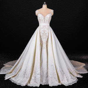 <span class=keywords><strong>Sirena</strong></span> di design di lusso per adolescenti ricamata con perline in avorio pizzo illusione retro abiti da sera abito da ballo abiti da sposa - Product Image 3
