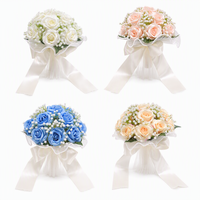 Ramo de Rosas Artificiales para Novia, Regalo de Boda, Ramo de Flores de Seda para San Valentín, Navidad, Ramo de Boda Artificial