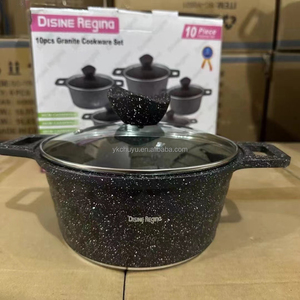 Juegos de utensilios de cocina de aluminio fundido Desini antiadherente grande, 10 Uds., ollas con revestimiento de granito, venta al por mayor - Product Image 3