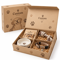 Boîte cadeau personnalisée pour animaux de compagnie, emballage en papier rigide de luxe avec compartiments pour collier, friandises, jouets, gamelle, ensembles de marques premium pour animaux de compagnie