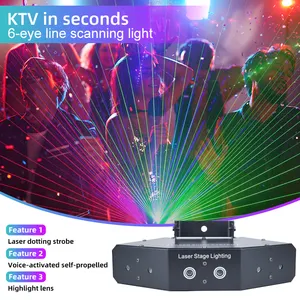 YSH 6 Party Beam Laser DJ Disco Stage Light RGB Sound Party Lamps Controller DMX per matrimonio in famiglia KTV Bar Effect Lighting