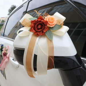 Fleurs décoratives pour rétroviseur de voiture, fleurs artificielles pour décoration de mariage - Product Image 4