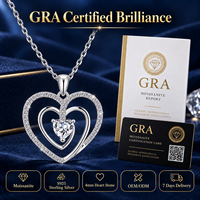 Collier en argent sterling 925 avec trois cœurs imbriqués, pendentif pavé en moissanite taille cœur de 5 mm, cadeau de mariage pour femme, bijoux fins en gros