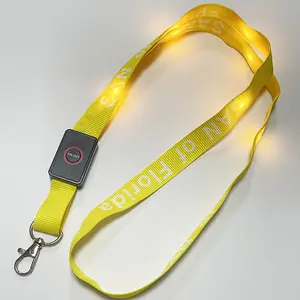 Custom Lanyard Glowing Lanyard Light Up LED Neck Strap Keychain Glow Necklace Flashing Led Lanyard