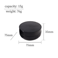 Miroir compact rond vide écologique 75x35mm, capacité 15g, boîtier ABS, doublure PP, noir brillant, cosmétique OEM, vente en gros