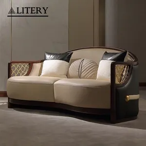 Taly Creation-sofá de piel auténtica con marco de madera maciza, mueble de Estilo Vintage APPA para sala de estar