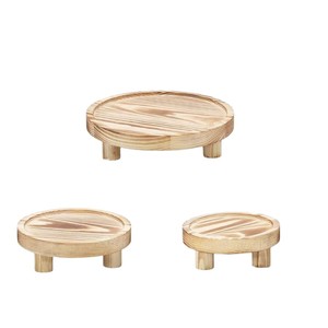 Round Wooden Cake Stand Natural Wood Color For Food Display <b>Storage</b> <b>Trays</b> Standing Type Living Room Use - Product Image 2