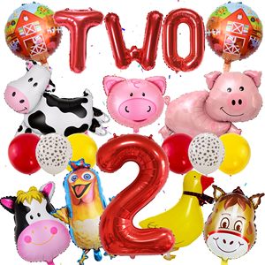 Set de Globos de Número de 32 Pulgadas con Diseño de Granja y Animales de Dibujos Animados (Gallos, Cerdos, Vacas) para Decoración de Fiestas de Cumpleaños Infantiles al por Mayor - Product Image 2