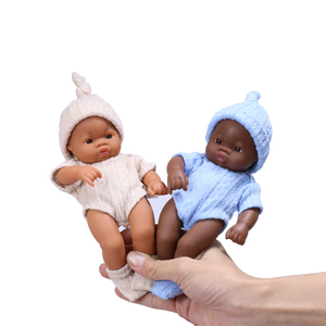 Bambole Reborn Afroamericane Mini da 20 cm per Bambine, Giocattoli Realistici con Pelle Nera in Silicone - Product Image 5