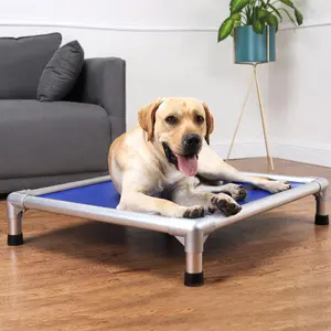 Wholesale Portable Luxury Chew Proof Elevated Aluminum Dog Bed Frame Customized Elevated Cooling Pet Dog Cot Bed