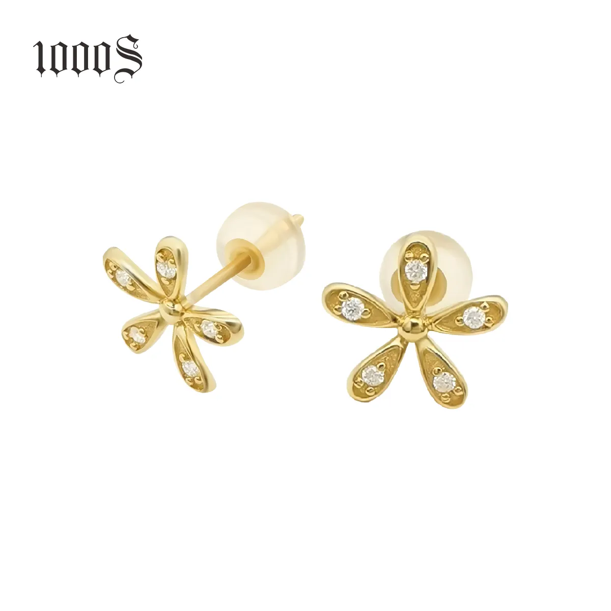 Fabrik Direkt verkauf 18 Karat Echtgold Ohrring Diamant Frauen Karat Gold Schmuck Blumen form Ohrringe 18 Karat Gelbgold Großhandel