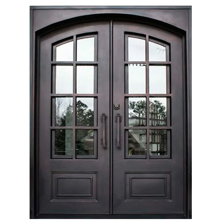 Дом для виллы, жилые наружные металлические главные двери, современный внешний вход, французский кованый железный гриль, дизайн дверей