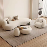 Canapé Courbé Blanc Style Nordique Wabi Sabi, Mobilier de Luxe pour Salon, Extensible, Capitonnage et Fonction Inclinable, Idéal Appartement, Hôtel, Villa