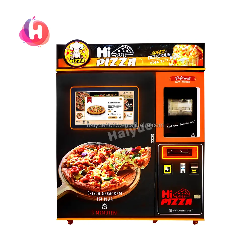 Mới nhất hoàn toàn tự động tự phục vụ bánh pizza bán hàng tự động Robot Thép thực phẩm Máy bán hàng tự động với hệ thống thanh toán tiền xu Bán máy Pizza