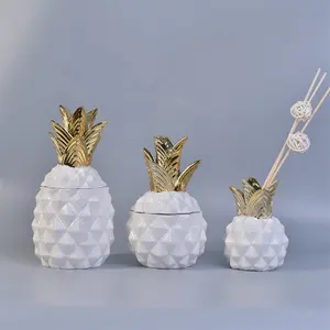 Hot verkoop keramische ananas kaars jar