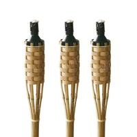 Torche à huile Tiki en bambou écologique haute pour usage extérieur, idéale pour Noël, Pâques et anniversaires