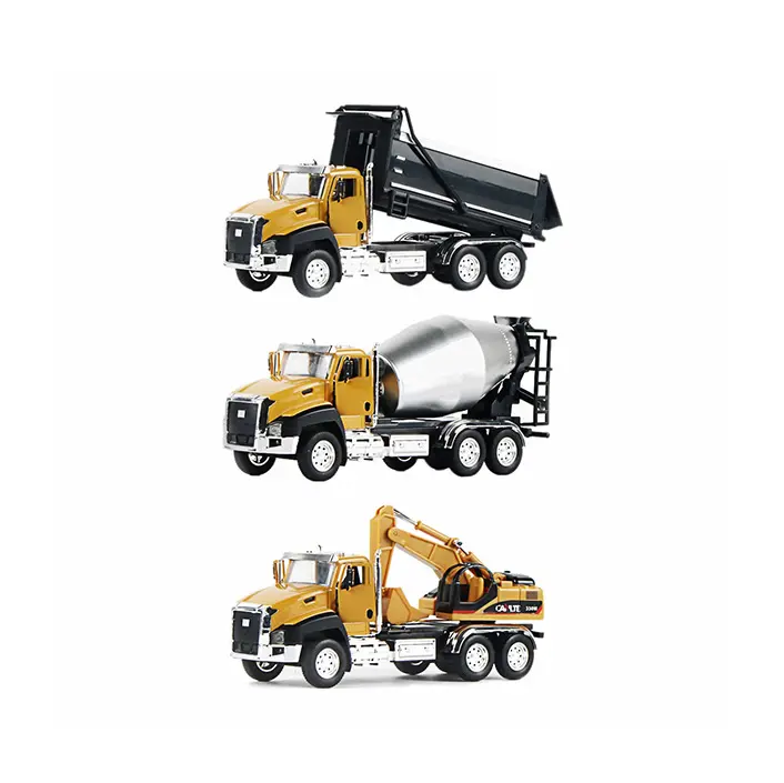 3 Pack of Diecast Engineering Construction Vehicles, Dump Truck, Mixer Truck, 1/50 Scale Metal Collectible Model Cars Pull Back