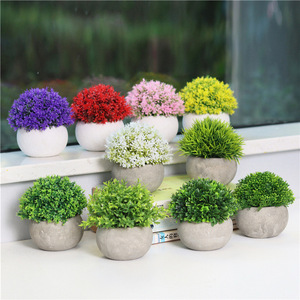 Mini plantes artificielles en pot verdure herbe verte en plastique Faux arbustes topiaires pour salle de bain maison cuisine bureau ferme décor - Product Image 6
