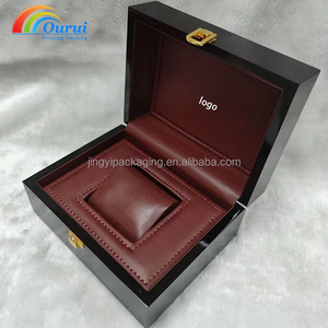 Factory Wholesale Custom Blue Wooden <b>Watch</b> Box With Leather Lining For Men ,High Gloss Surface Premium <b>Watch</b> <b>Case</b> with Logo - Product Image 4