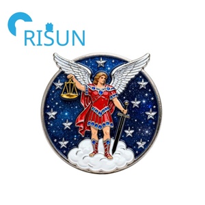 Bán buôn tùy chỉnh kim loại men Saint <span class=keywords><strong>Michael</strong></span> Tổng lãnh thiên thần Christian sưu tập đồng xu St. <span class=keywords><strong>Michael</strong></span> bảo vệ chúng tôi cầu nguyện thách thức tiền xu - Product Image 2