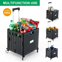 Chariot utilitaire pliant portable avec couvercle caisse roulante en plastique chariot à provisions boîte à outils pliable