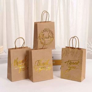 Wholesale Shopping Kraft Gift Paper <b>Bags</b> Back With Handles Hot Stamping Thank You Paper <b>Bags</b> With Your Own Logo - Product Image 1