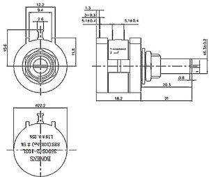 3590s-2-501lf <span class=keywords><strong>10</strong></span> biến chiết áp 500 Ohm wirewound Chiết - Product Image 6