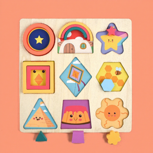 Jeu <span class=keywords><strong>de</strong></span> puzzle en bois à formes et couleurs assorties, design dessin animé, pour enfants, développement <span class=keywords><strong>de</strong></span> la motricité fine - Product Image 3