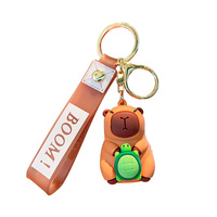 Vente en gros de nouveaux porte-clés en silicone en forme de capybara de dessin animé, porte-clés mignons pour sacs de voiture, cadeaux pendentifs pour couples