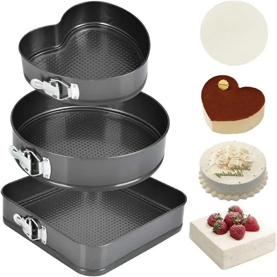 Kuchenform 3 Ps-Set Backwaren-Sets Antihaft-Bakerpfanne Stahlbackform Antihaft-Schnalle Lebende Unterseite Backpfanne Werkzeug Kuchenform