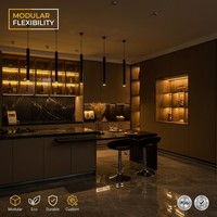 Meubles de cuisine modulaires modernes sur mesure, robinet, charnières, panneaux en mélamine, finition laquée, plan de travail en granit artificiel, évier inclus