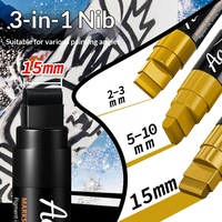 Marqueur permanent acrylique 15 mm, or, argent, blanc, noir, imperméable, séchage rapide, pour affiches, graffitis, étudiants, peinture artistique