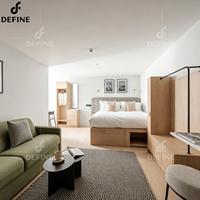 Ensembles de meubles d'hôtel personnalisés au design moderne, meubles d'appartement, panneaux en bois massif, lit de chambre à coucher, meubles de chambre à coucher pour hôtel 5 étoiles