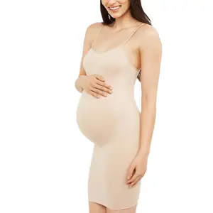 OEM ODM-vestido de maternidad elástico, informal, ajustable, con tirantes finos, longitud hasta la rodilla, para embarazo
